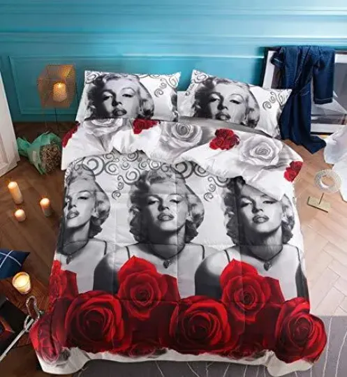 3 Piece 3D Home Textile Marilyn Monroe Oil Painting Bedding Set, Extremely Soft and Comfortable, Best Gift For Fan,  Bedroom Decoration