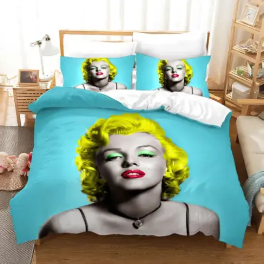 3 Piece Wonderful Dream Marilyn Monroe 3D Bedding Set, Extremely Soft and Comfortable, All Size Available, Best Gift For Fan,  Bedroom Decoration
