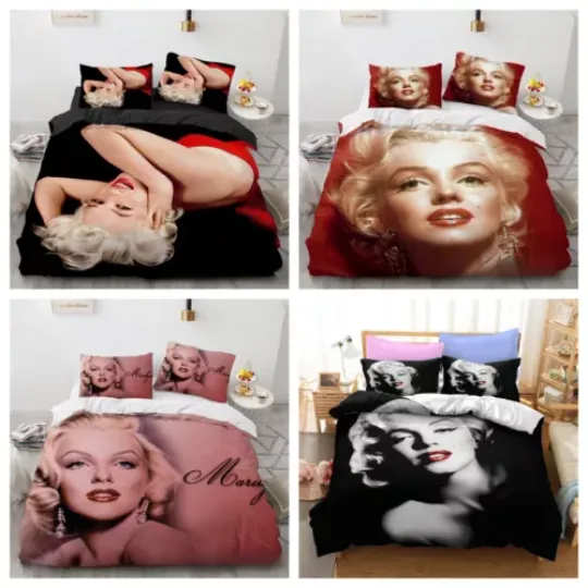 3D Marilyn Monroe Bedding Set, 3 piece of set, Fashion Soft and Comfortable Bedding Set, Best Gift For Fan, All Size Available