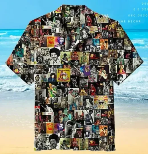 Jimi-Hendrix Hawaiian Shirt, Music 3D Polyester Hawaiian Shirt,  Colorful Hawaii Short Sleeve Summer shirt, Hawaiian Beach Shirt
