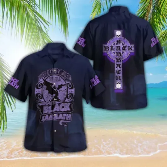 Black Sabbath Hawaiian Polyester  Shirt, Casual Short Sleeve Hawaiian Shirt, Summer Gift For Family And Friends