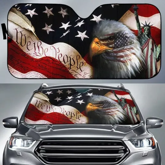 Veteran Eagle We Are The People Sunshade Print UV Protector & Decor For Car, Car Sun Shades 57x27.5 Inch, Auto Sun Shade, Car Screen Decor