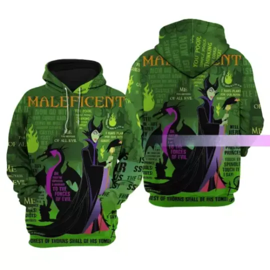 Maleficent Aop 3D Hoodie, Sleeping Beauty Hoodie, Disney Cartoon Hoodie, Disney Princess Hoodie, Halloween Gift Unisex