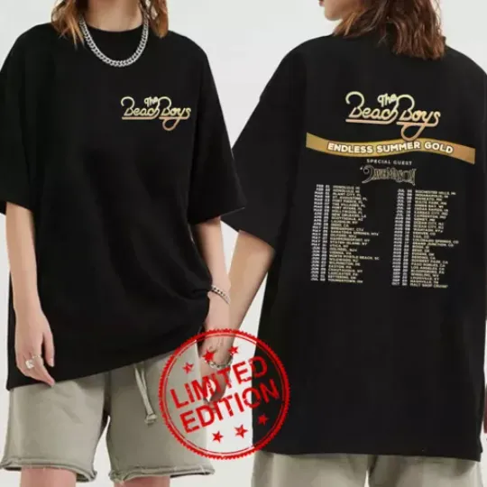 Beach Boys Endless Summer Gold 2024 Tour T-Shirt  | Double Sided | Short Sleeve | Comfortable Cotton Fashion Tee | For Unisex