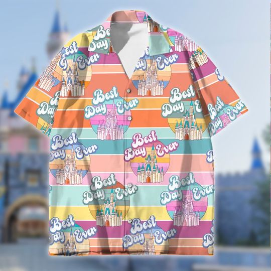 Best Day Ever Magic Kingdom Hawaiian Shirt, Summer Vacation Hawaii Shirt, Magic Castle Button Up, Colorful Hawaii Tee, Gift For Family