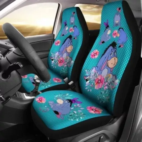 Flowers And Eeyore Gift For Winnie The Pooh Movie Fans Car Seat Covers, Disney Car Seat Covers, Car Seat Protector, Car Seat Cover