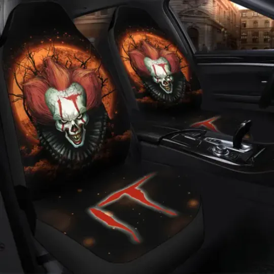 Horror Clown IT Pennywise Happy Halloween Car Seat Covers, Horror Movies Car Seat Covers, Car Seat Protector, Car Seat Cover