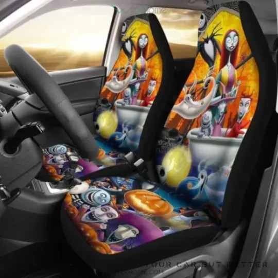 Nightmare Before Christmas Full Characters Halloween Car Seat Covers, Car Seat Protector, Car Seat Cover