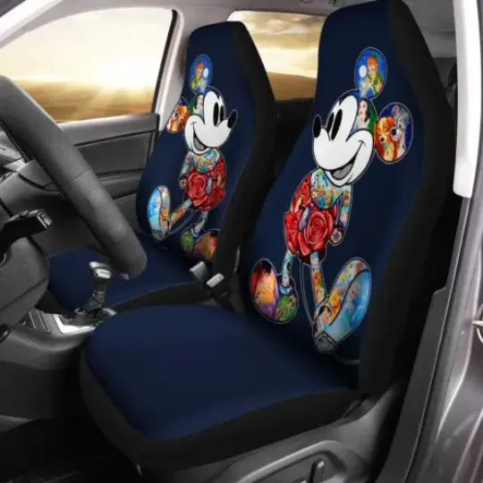 Mickey Mouse White Red Colorful Bling Glitter Car Seat Covers, Disney Car Seat Covers, Car Seat Protector, Car Seat Cover