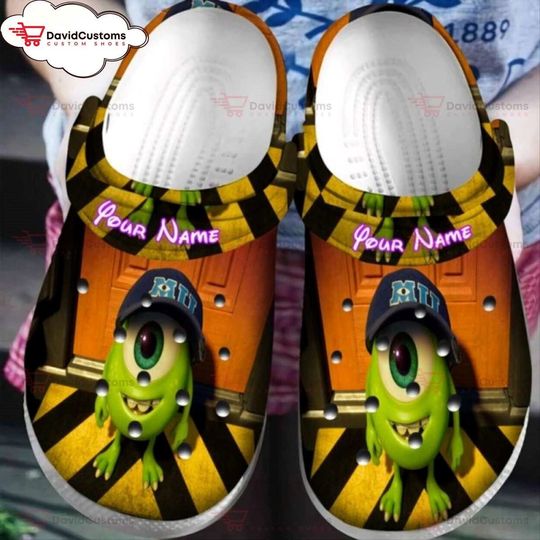 Disney Pixar Monsters Inc Uni Mike Wazowski Custom Unisex Clogs, Personalized Clogs, Design Your Own Clogs