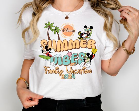 Disney Summer Vibes Shirt, Mickey Mouse Beach Shirt, Disneyland Family Vacation Shirt