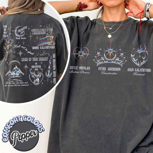 Throne Of Glass Cottton Tshirt, Terrasen To Whatever End Fireheart Shirt, Bryce Quinlan Crescent City Shirt, Acotar, Sjm Bookish Shirt