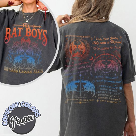 The Bat Boys Cottton Tshirt, Feyre Darling Acotar Shirt, Enemies To Lovers Reading Lover Shirt, Acotar Merch Rhysand Bookworm