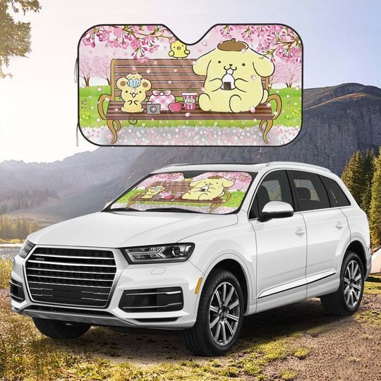 POMPOMPURIN Car Windshield Sun Shade, Cute Car Decoration, Car Accessories Gifts, Gifts for Family and Friends