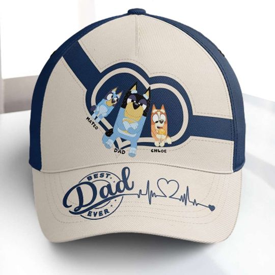 Personalized Best Dad Ever, BlueyDad Classic Cap Father's Day, Funny Cap, Kids and Dad Gift, BlueyDad Family Cap, Grandpa Gift, Birthday Gift