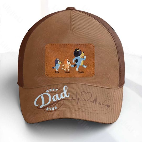 Customized Best Dad Ever, Blueyy Classic Cap Father's Day, Funny Hat, Kids and Dad Gift, BlueyDad Family Cap, Father Day Gift