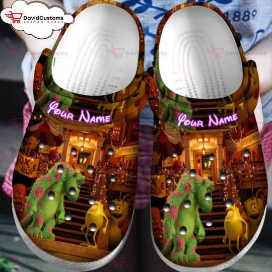Disney Pixar Sulley Mike V2 Monsters University Custom Unisex Clogs, Personalized Clogs, Design Your Own Clogs, Custom Footwear