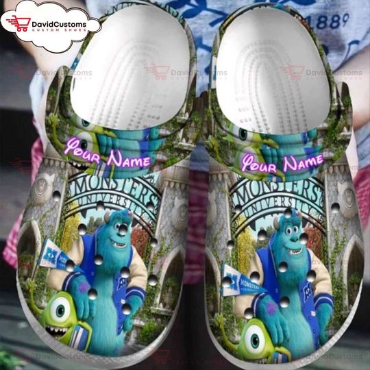 Disney Pixar Sulley Mike V1 Monsters University Custom Unisex Clogs, Personalized Clogs, Design Your Own Clogs, Custom Classic Footwear
