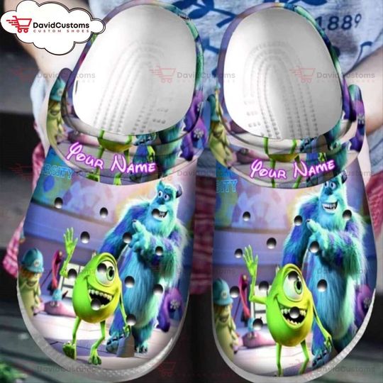 Disney Pixar Monsters Inc University Characters Custom Unisex Clogs, Personalized Clogs, Design Your Own Clogs, Custom Classic Footwear