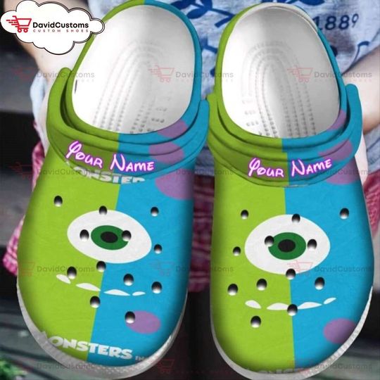Disney Pixar Monsters University Sulley Mike Custom Unisex Clogs, Personalized Clogs, Design Your Own Clogs, Custom Classic Footwear