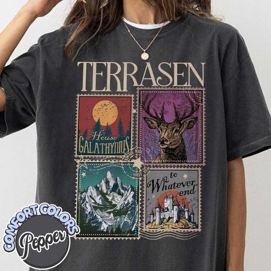 Terrasen To Whatever End Fireheart Cotton T-shirt, Throne Of Glass Aelin Galathynius Shirt,rowan Whitethorn Thirteen Manon Blackbeak