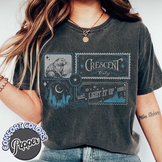 Crescent City Cotton T-shirt, Gift For Book Lover, Sarah J Maas Merch,Sjm Bookish Fan Merch, House Of Earth Shirt,Crescent City Postal