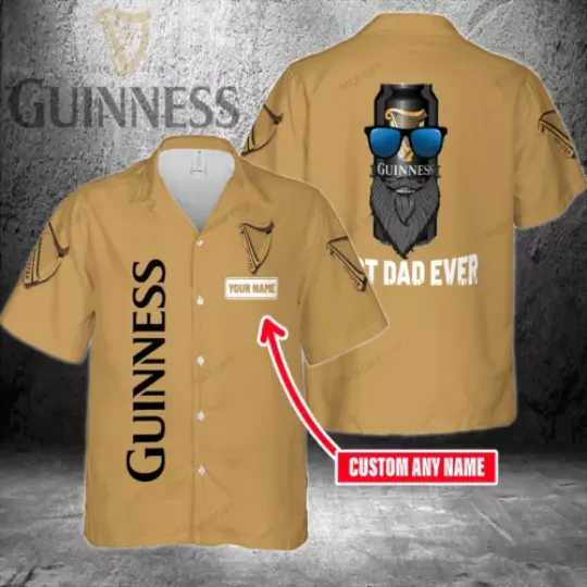 Personalized Guinness Beer Hawaiian Shirt, Polyester Comfortable Summer Short Sleeve Shirt, Beach Outfit, Father's Day Gifts