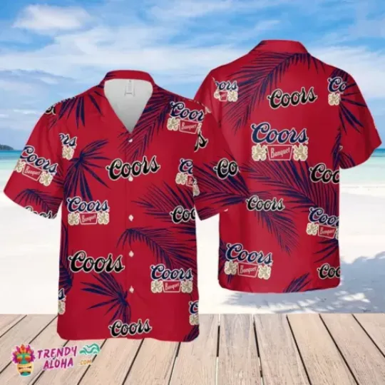 CCOORS Banquet Beer Hawaiian Shirt, Polyester Comfortable Summer Short Sleeve Shirt, Multi-Size Available, Beach Outfit, Father's Day Gifts