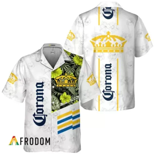 Corona Beer Hawaiian Shirt, Polyester Comfortable Summer Short Sleeve Shirt, Multi-Size Available, Beach Outfit, Father's Day Gifts