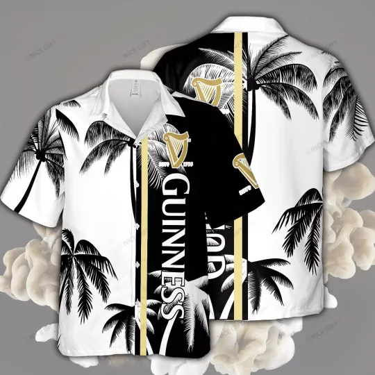 Guinness Beer Hawaiian Shirt, Polyester Comfortable Summer Short Sleeve Shirt, Multi-Size Available, Beach Outfit, Father's Day Gifts