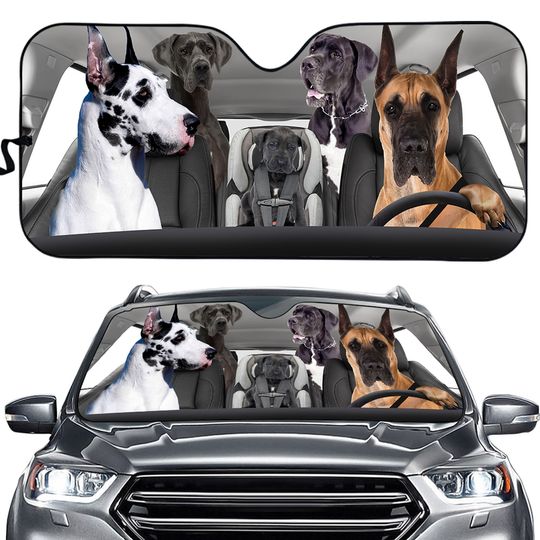 Great Dane Family Driving Auto Sun Shade Car Windshield