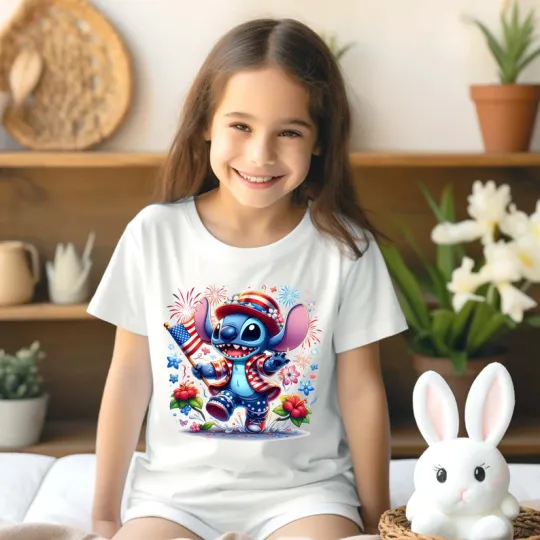 Fourth Of July Disney Stitch Shirt, Cartoon Independence Day Sublimation Shirt
