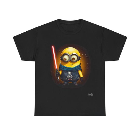 Minion Jedi Funny Cartoon Shirt, Comfortable Short Sleeve Sports Tee for Men, Women, Kids - Trending Street Fashion
