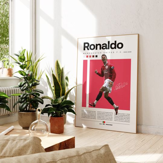 Cristiano Ronaldo Poster, Ronaldo Football Print, Sports Poster, Football Poster, Soccer Wall Art Gift, Sports Bedroom decor gift