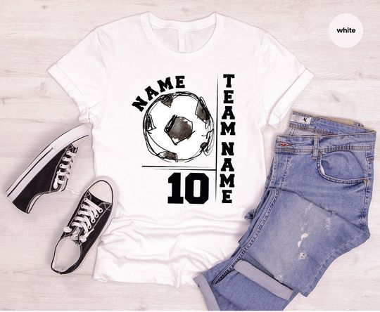 Custom Soccer Player Name Shirt, Personalized Soccer Gift, Soccer Cotton Short Sleeve Tshirt, Soccer Team Gifts, Soccer Coach T-Shirt, Matching Sport Shirts