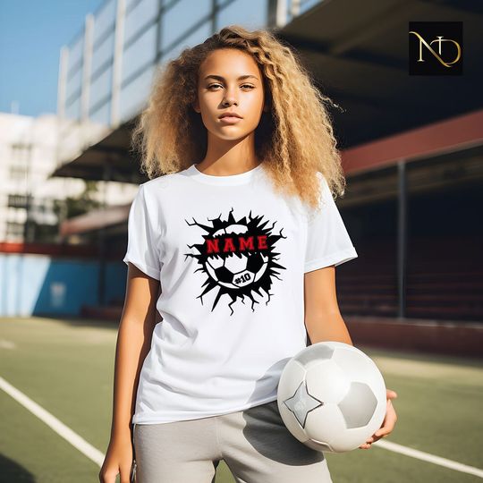 Customized Cotton Short Sleeve Soccer Shirt - Your Name Soccer Shirt - Game Day Shirt - Football Graphic Tee