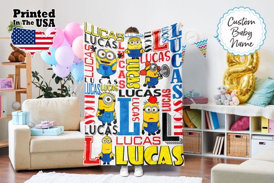 Personalized Minion Cartoon Throw Blanket, Comfortable Blanket for Men, Women, Kids, Home Decor Gift Ideas