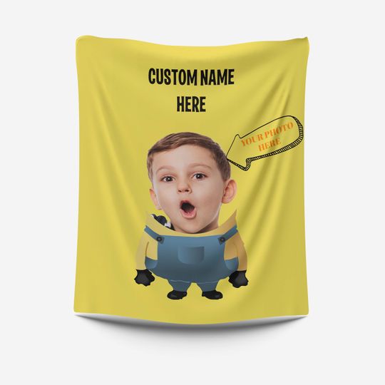 Personalized Minion Cartoon Throw Blanket, Comfortable Blanket for Men, Women, Kids, Home Decor Gift Ideas