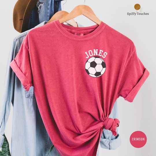 Comfort Colors Personalized Soccer Ball Shirt, Short Sleeve Cotton Shirt, Soccer Team Shirt, Summer Fashion
