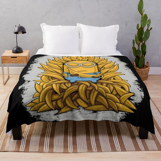 Banana Minion Cartoon Throw Blanket, Comfortable Blanket for Men, Women, Kids, Home Decor Gift Ideas