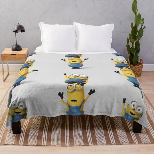 Cute Minion Cartoon Throw Blanket, Comfortable Blanket for Men, Women, Kids, Home Decor Gift Ideas