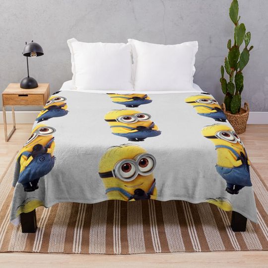 Cute Minion Cartoon Throw Blanket, Comfortable Blanket for Men, Women, Kids, Home Decor Gift Ideas