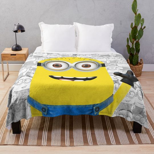 Cute Minion and Friends Cartoon Throw Blanket, Comfortable Blanket for Men, Women, Kids, Home Decor Gift Ideas