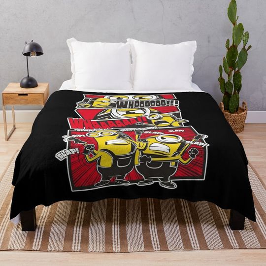Cute Minion Cartoon Throw Blanket, Comfortable Blanket for Men, Women, Kids, Home Decor Gift Ideas