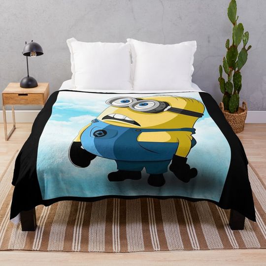 Cute Minion Cartoon Throw Blanket, Comfortable Blanket for Men, Women, Kids, Home Decor Gift Ideas