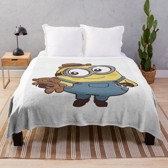 Cute Minion Cartoon Throw Blanket, Comfortable Blanket for Men, Women, Kids, Home Decor Gift Ideas