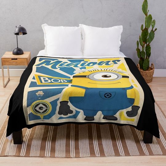 Cute Minion Cartoon Throw Blanket, Comfortable Blanket for Men, Women, Kids, Home Decor Gift Ideas