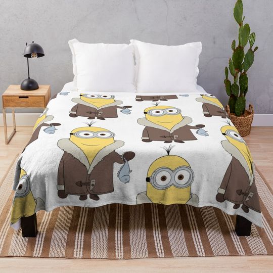 minion fishing Cartoon Throw Blanket, Comfortable Blanket for Men, Women, Kids, Home Decor Gift Ideas