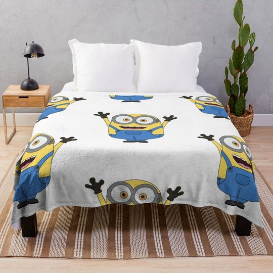 Happy minion Cartoon Throw Blanket, Comfortable Blanket for Men, Women, Kids, Home Decor Gift Ideas