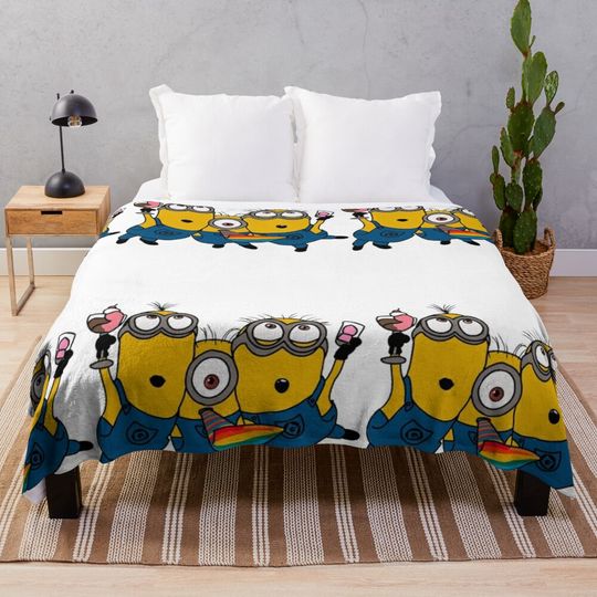 Minion friends Cartoon Throw Blanket, Comfortable Blanket for Men, Women, Kids, Home Decor Gift Ideas
